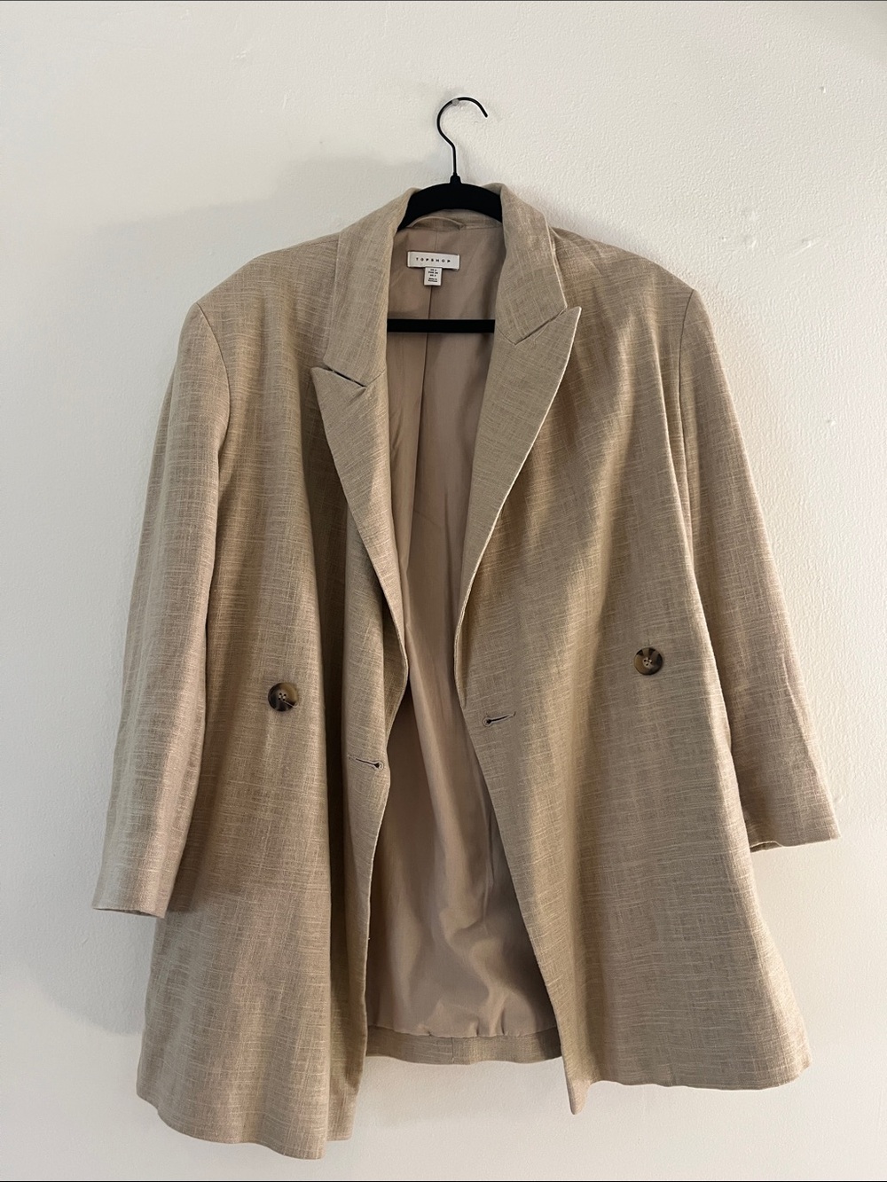 Topshop Beige Textured Women's Blazer Jacket